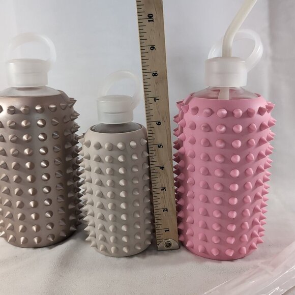 3 BKR Spiked Glass Bottle Prenup Big 1L 500ml Straws Rose Gold Pink Baker Miller - Picture 13 of 13
